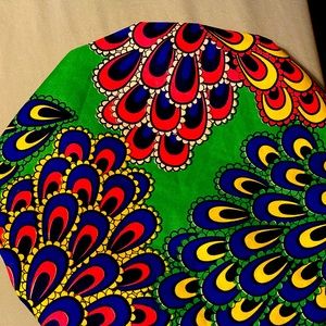 African print robe with satin matching Bonnet